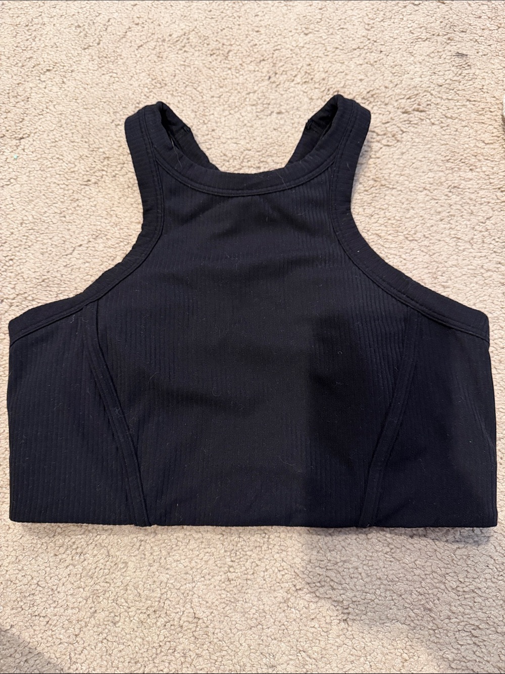 Lululemon Women’s Black Ribbed High-Neck Crop Tank Top sz 8